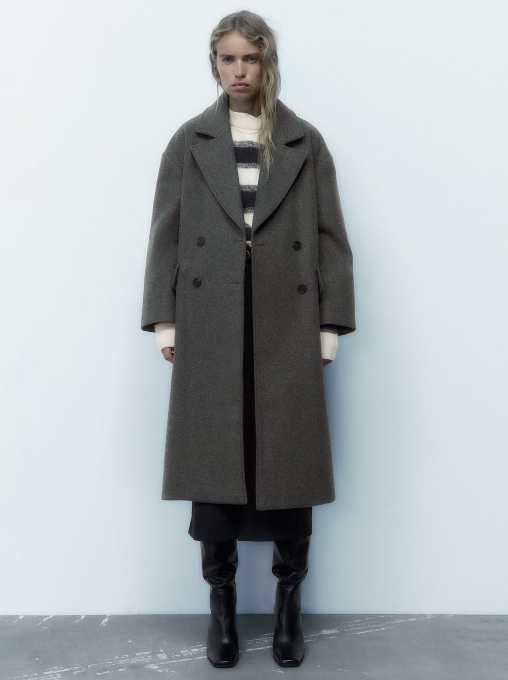 Lexica - The design of a modern oversized asymmetrical coat with a large  number of pockets, a hood, worn by a woman. Warm snow, forest and  mushrooms.