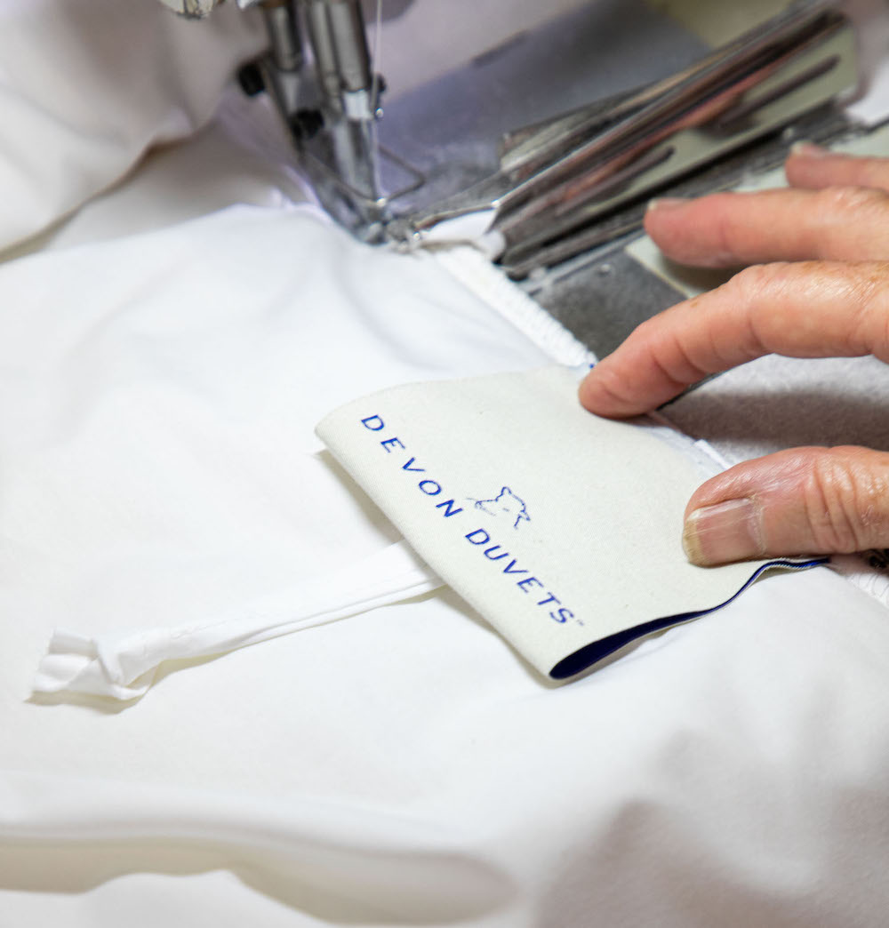 Devon Duvets stitching in label