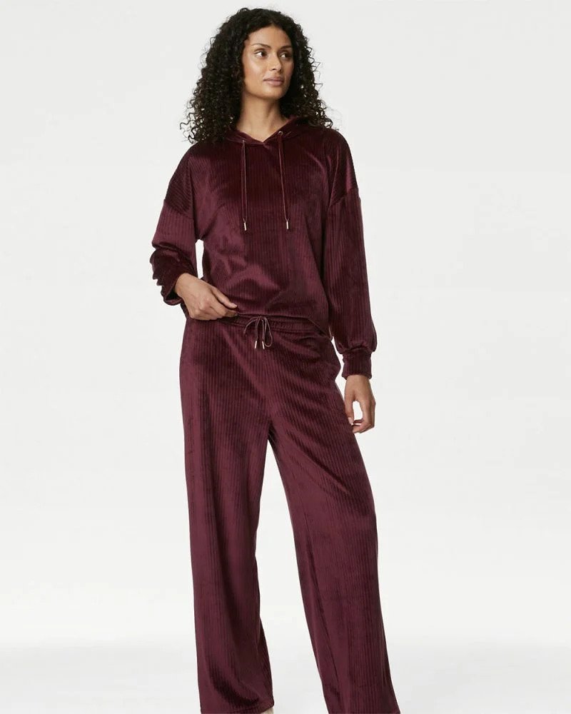 Blissful Mornings Wine Red Drawstring Jogger Pants