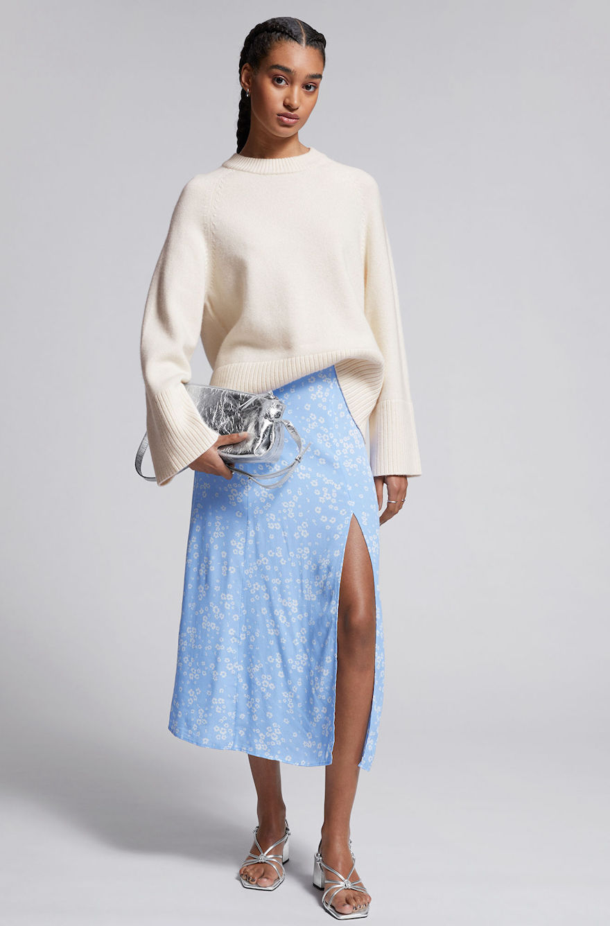 & other stories baby blue midi skirt
