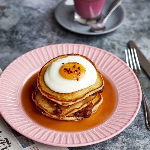 Bacon &amp; Eggs Pancake Stack recipe from Suffolk &amp; Cambs' Gastrono-Me