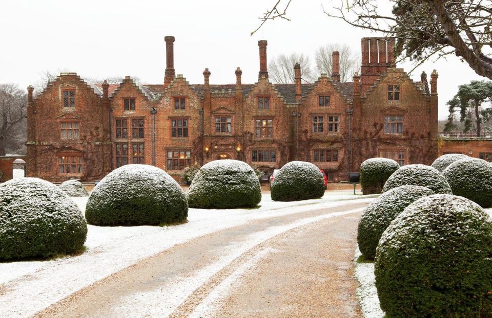 Seckford hall covered in snow