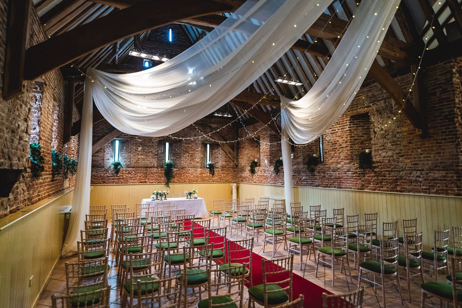 wedding barn in suffolk set up for a ceremony