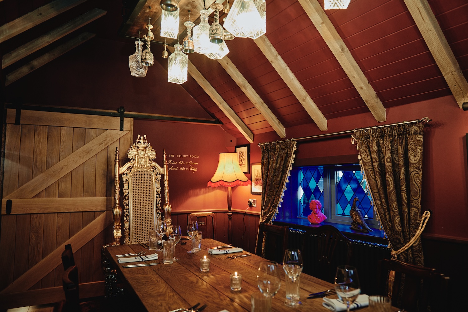 A private dining space at The Kings Arms in Egham, Surrey.