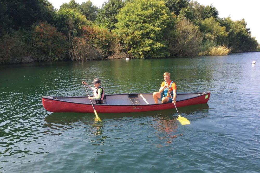 Canoeing with Aqua Sport Company at Mercers Country Park near Redhill, Surrey.