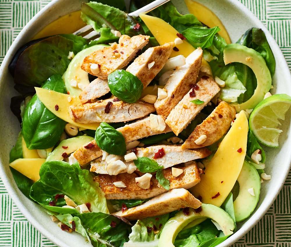 Chicken and mango salad with chilli lime dressing